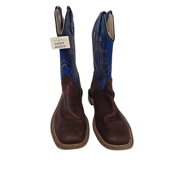 Cody James Kid's Brown & Blue Square Toe Western Boots BBSC1840 Size 3D - Picture 5 of 7